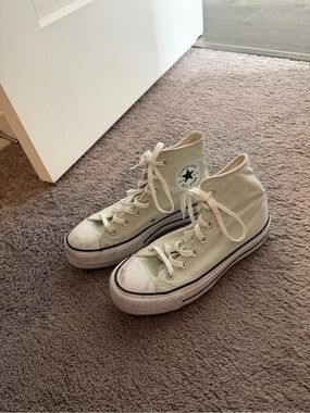 Converse High Top Sneakers in Light mint green with Black Trim
